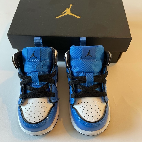Jordan 1 Retro Mid SE (TD) 5C. Signal Blue, white - Picture 3 of 5
